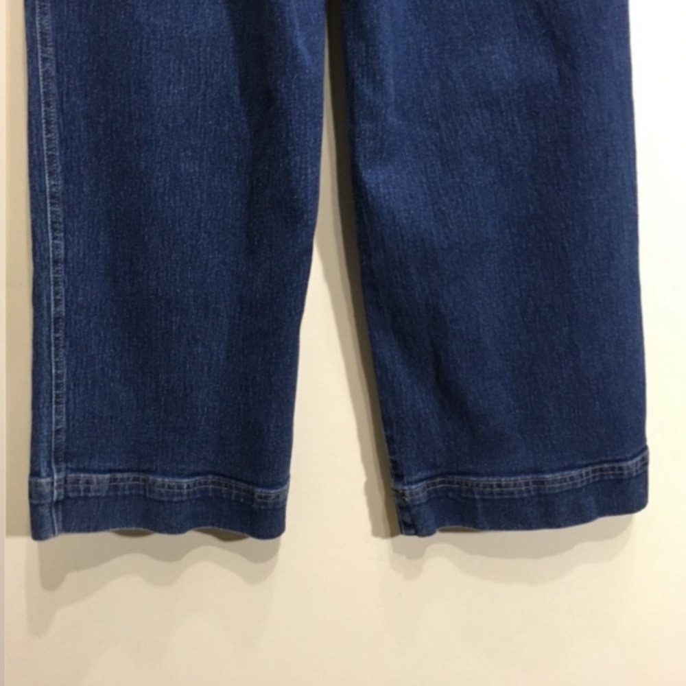 H&M Size 10 High Rise Wide Leg Crop Denim Jeans Medium Wash - Picture 6 of 8